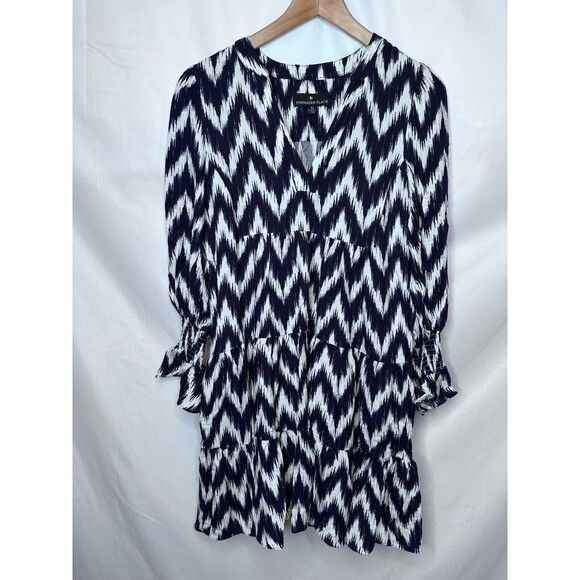 Tuckernuck Dress XS Blue Kenzo V-Neck Long Sleeve Ikat boho - Picture 8 of 10